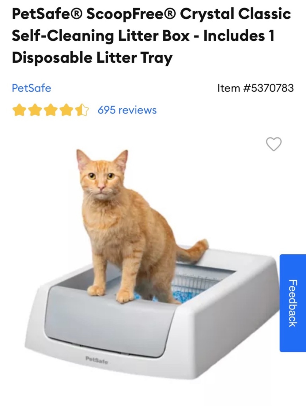 PetSafe White and Gray ScoopFree Crystal Self-Cleaning Cat Litter Box